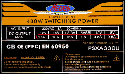 Heden 480W PSXA330U