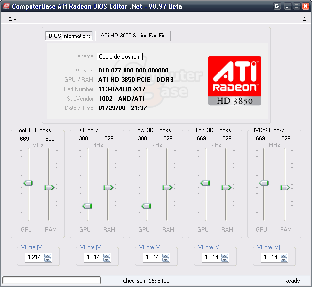 ComputerBase ATi BIOS-Editor : Modification des fréquences (faire survoler la souris)