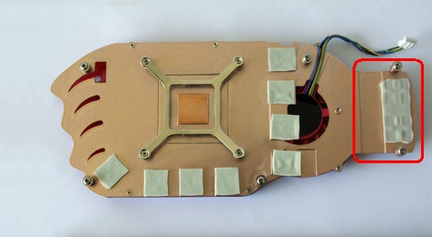 Zone des transistors de puissance sur le dissipateur