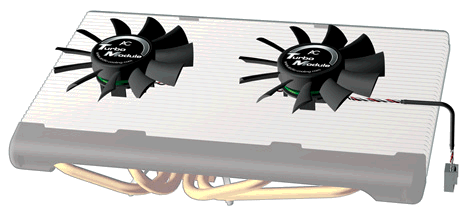 Le turbo module : un kit de 2 ventilateurs de 80 mm de faible épaisseur pour améliorer les performances des dissipateurs Accelero