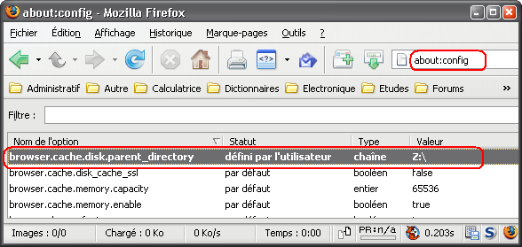 Déplacer le cache de Firefox