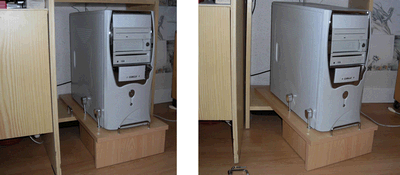 Ajout d´USB en façade : on aperçoit un meuble sur mesure (et sur roulettes) pour déplacer la tour