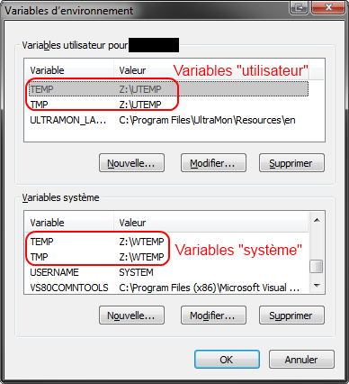 Variables utilisateur et système