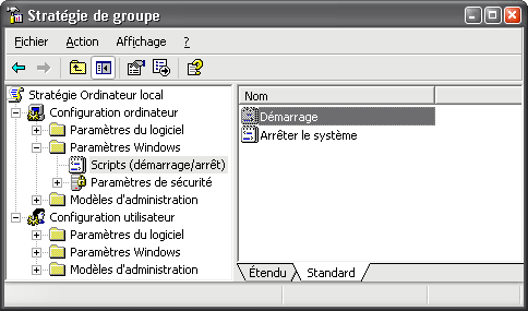 La console de stratégie GPEdit.msc