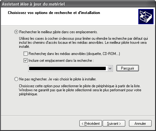 Choix de l´emplacement des fichiers